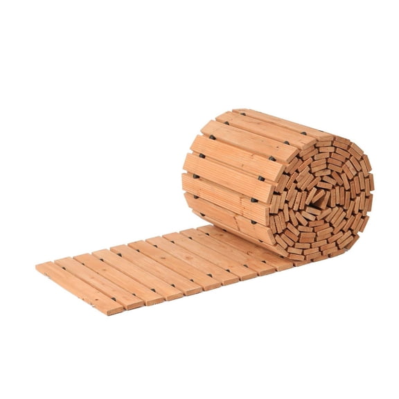 Wooden Garden Pathway, 24ft L x 17in W, Cedar Walkway Roll, Non-Slip Outdoor Path for Yard, Wedding, Backyard Decor