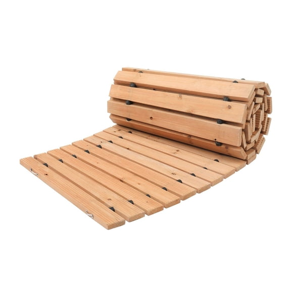 Wooden Garden Pathway, 7ft x 17in, Curved Cedar Walkway - Non-Slip Outdoor Lawn Paver for Backyard, Wedding, Boardwalk