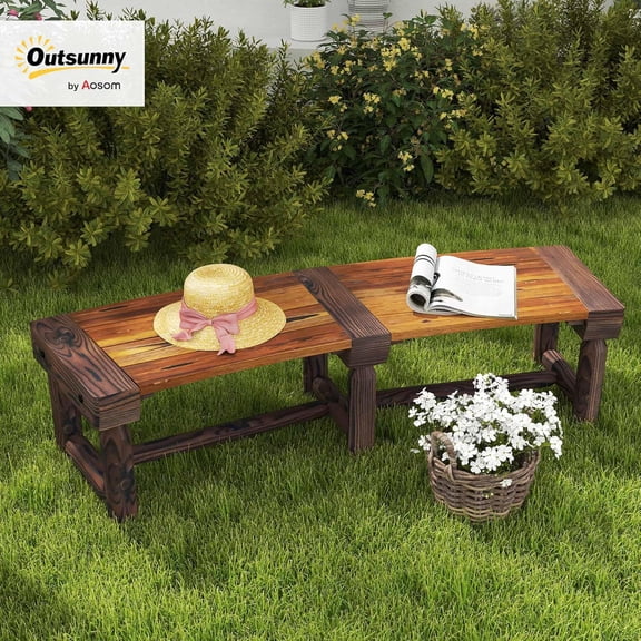 Wooden Garden Semicircular Round Outdoor Tree Wrap Around Park for Yard Deck Lawn Brown