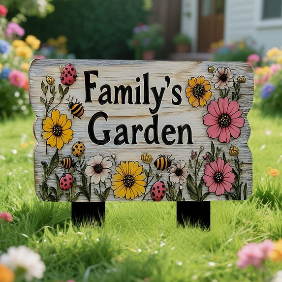 Wooden Garden Welcome Sign Door Number Ground Stake Decoration Home Outdoor Courtyard Flower Pot Decor Easy Installation Personalized