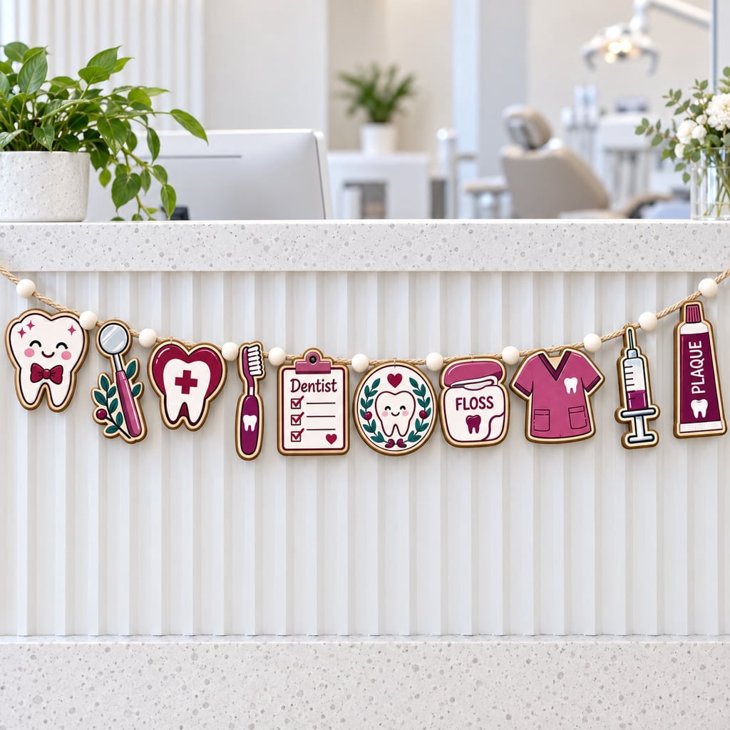 Wooden Garland Dentist Christmas Garland Dental Icons Wooden Clinic ...