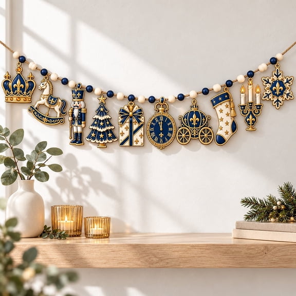 Wooden Garland Nutcracker Christmas Wooden Mantel Decor Holiday