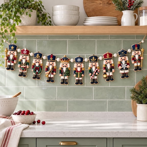 Wooden Garland Nutcracker Wood Holiday Decor Christmas