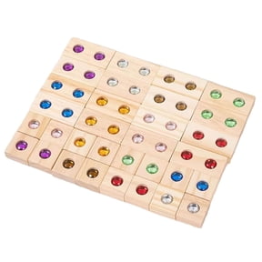 Wooden Gem Blocks - Wooden Gem Building Set Color Recognition & Stacking Educational Toy