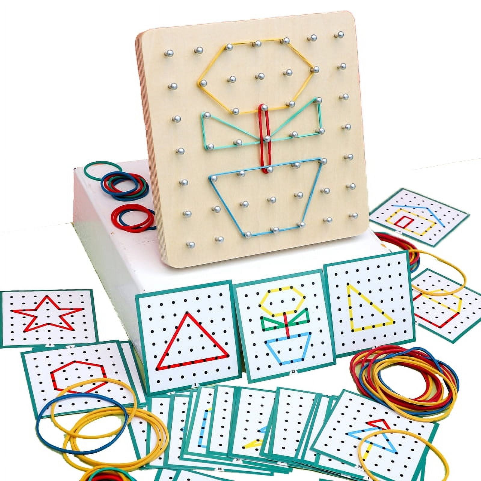 2-in-1 Wooden Geoboard Montessori Toys for 3-8 Year Old - STEM Toy Brain  Puzzles