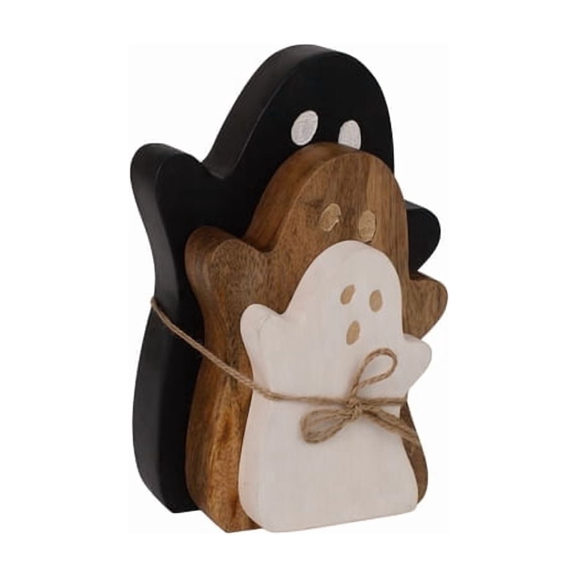 Wooden Ghost Decoration Set, 3 Piece, Freestanding, Black Natural White deal from Walmart