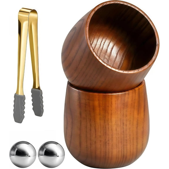 Wooden Glass - Charred Wooden Drinking Glass, Oak and Cup for Wooden Cup Lover, Oak and Cups; Cup & Tumbler (2-Pack, )