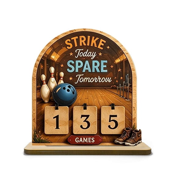 Wooden Goal Counter & Milestone– 3-Tile Manual Scoreboard for Fitness, Golf, Running, Fishing