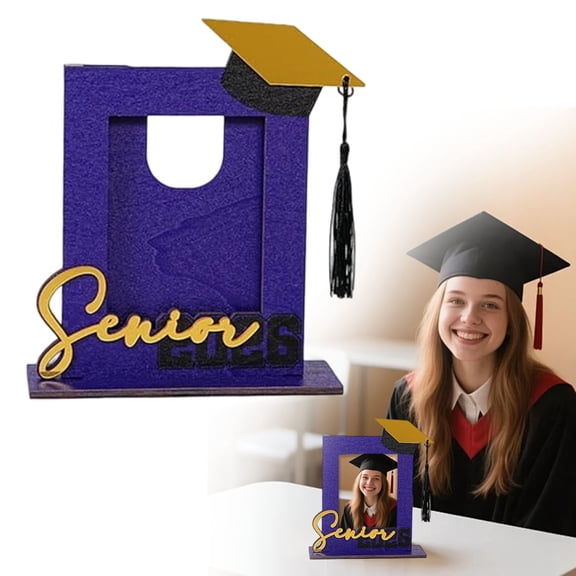 Wooden Graduation Picture Frame Class of 2026 Vertical Desktop Ornament Commemorative Photo Display for Graduate Gift,C,1PC