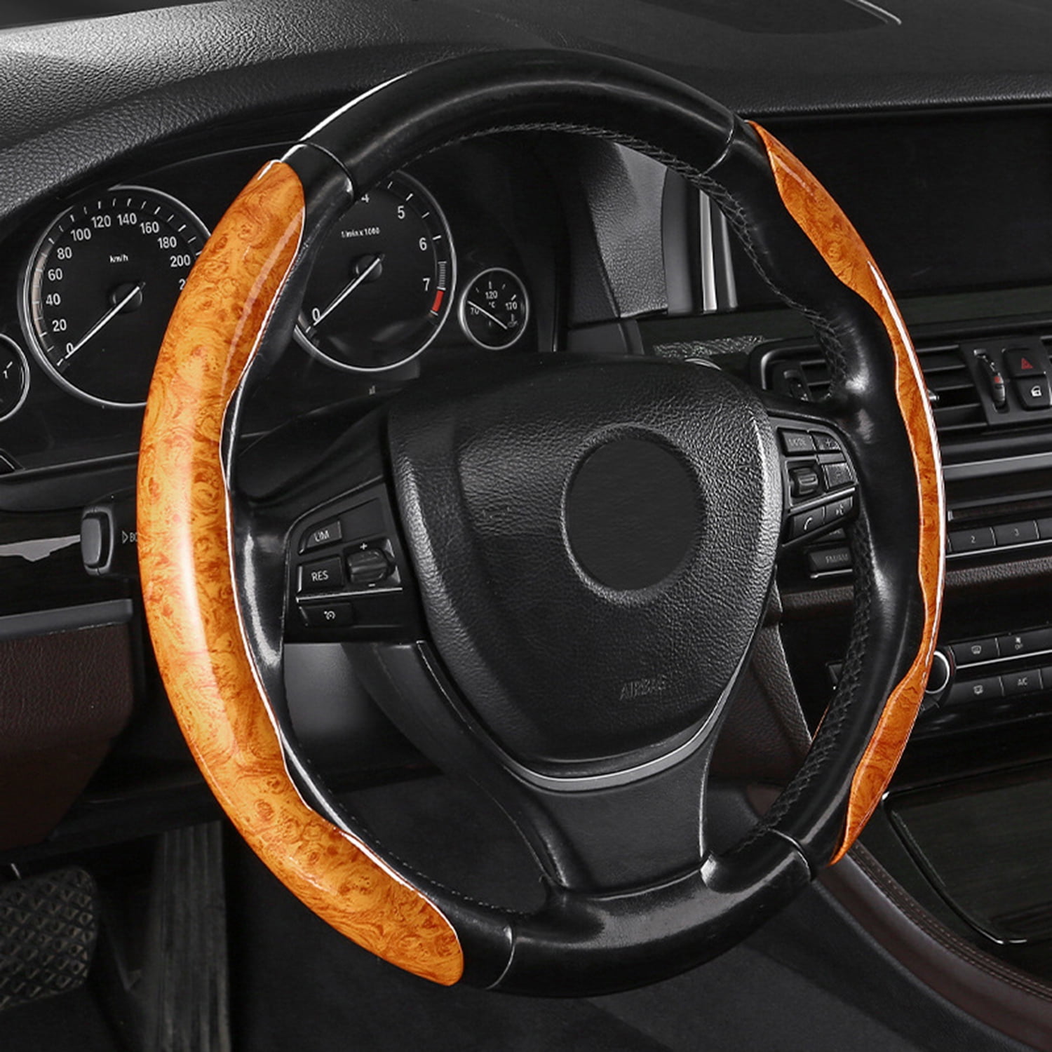 Wooden Grain Steering Wheel Cover is Soft and Fits Well With Anti Slip ...