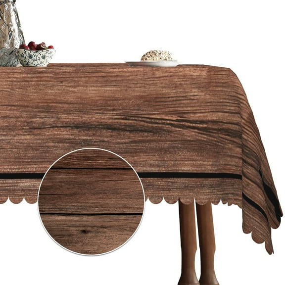 Wooden Grain Tablecloth for Rectangle Tables,Brown Linen Table Cloth,Table Cover for Dining Kitchen Decor Party Banquet,54x78