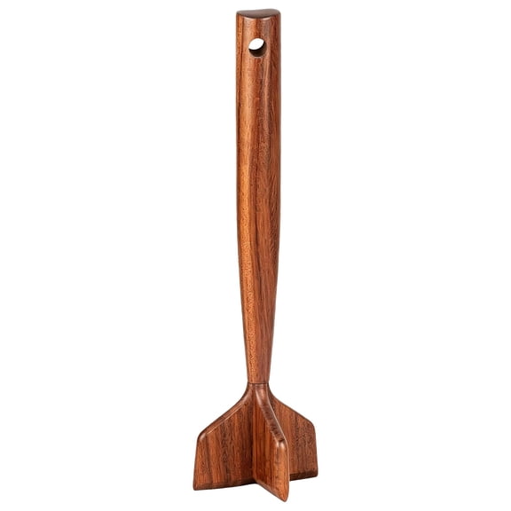 Wooden Ground Beef Masher, Heavy Duty Meat Chopper for Ground Beef, Natural Wood Hamburger Masher, Non-Scratch Meat Grinder for Nonstick Cookware, Kitchen Tool for Beef, Turkey, 1Pc(Khaki,9.4x2")