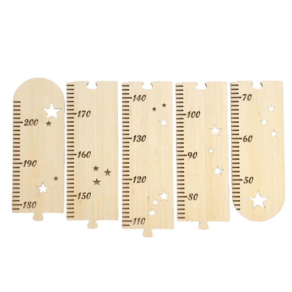 Wooden Growth Chart Ruler for Wall Measure Children Height 50cm Bedroom Puzzle Educational Tracking Tool, 35.4 cm×12.3 cm, Beige