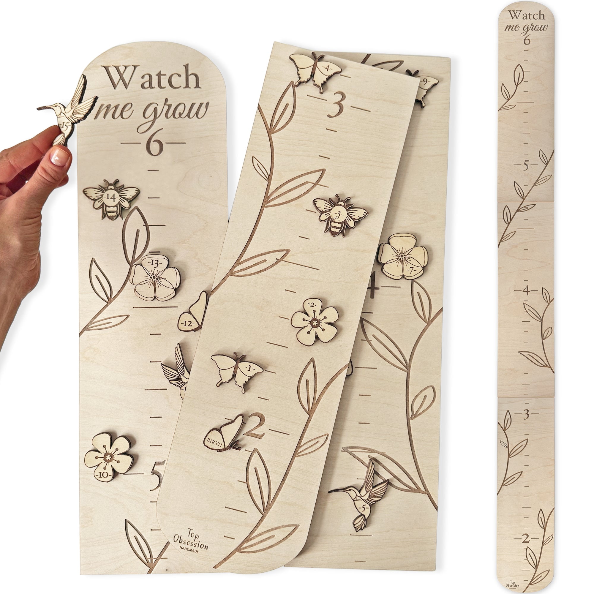 Wooden Growth Chart for Wall, Woodland Theme Measurement Growth Chart ...