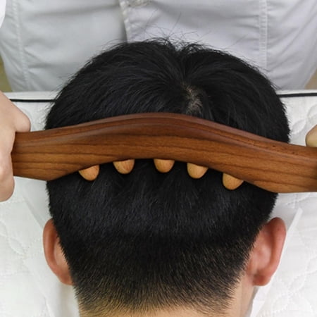 Wooden Guasha Scraping Roller Manual 5 Beads Muscle Relaxation Head Massage, Point Treatment for Thigh Neck Legs Waist Body