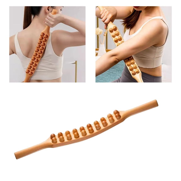 Wooden Guasha Scraping Stick Massage Tools Massager Wood Guasha Tool 20 Beads Muscle Relaxation for Neck Legs Waist , beech