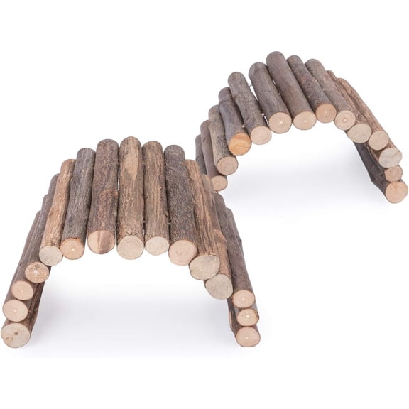 Wooden Guinea Pig Hideout with 2 Grass Balls Medium for Small Pets (MediumArch Height 4.72'')