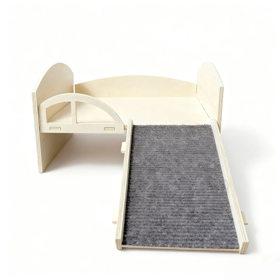 Wooden Guinea Pig Rabbit Bed with Stable Stairs & Mat Castle for Dwarf Rabbit Chinchillas Hamster Ferret for FunRight staircase