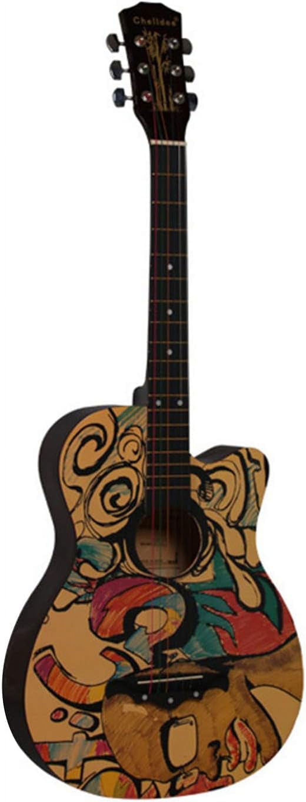 Wooden Guitar, Beginner Acoustic Guitar, 38in Graffiti Pattern High