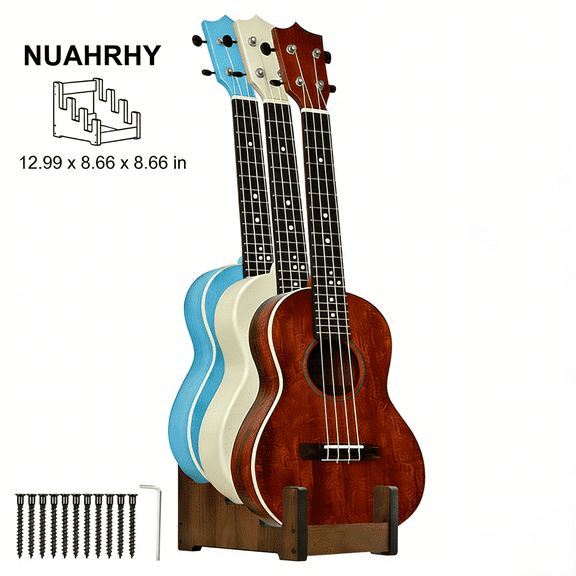 Wooden Guitar Stand for Multiple Guitars 3 Holder Stand Front Display Space Saving  Guitar Rack for Home Music Studio Stage Walnut Color (For 3 Electric Bass)