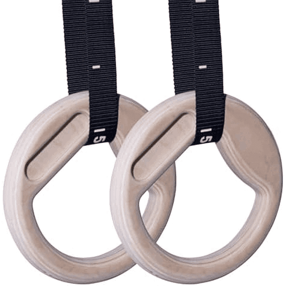 Wooden Gymnastic Rings with Built-in Hangboard 32mm Birch Rings with 6 Grip Options & Numbered 38mm Straps Calisthenics, Climbing, Bodyweight Training$$Sport & Recreation Other