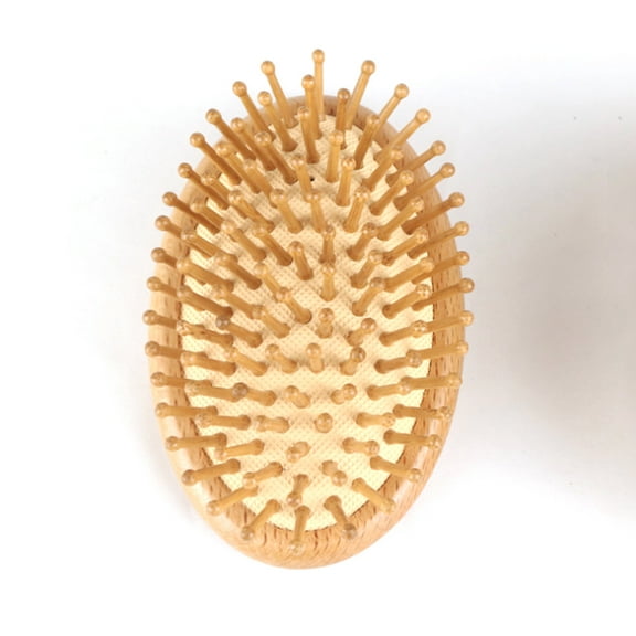 Wooden Hair Brush, No Handle Design, Round Wood Pins Anti-Static Protect Scalp and Hair