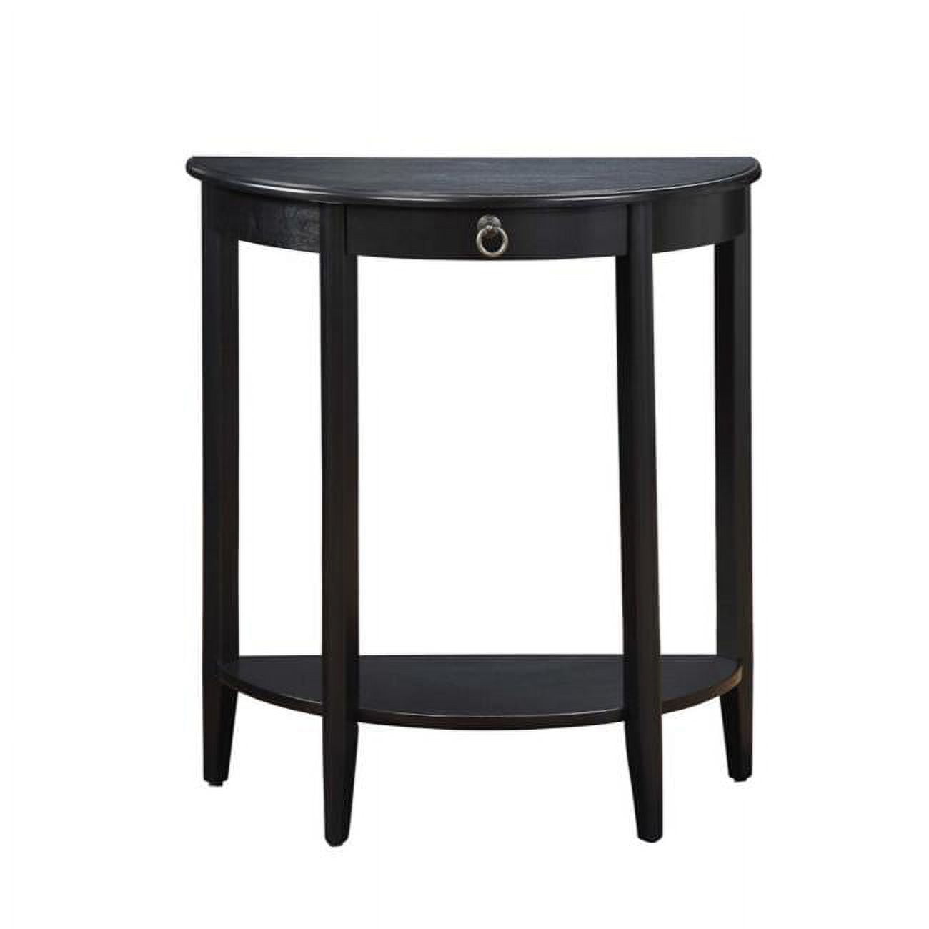 Wooden Half Moon Shaped Console Table with One Storage Drawer - Black ...