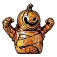 thumbnail image 1 of Wooden Halloween Decor Pumpkin Mummy Figurine Small 3.5 Inch Tabletop Accent for Indoor Home Party Display, 1 of 3