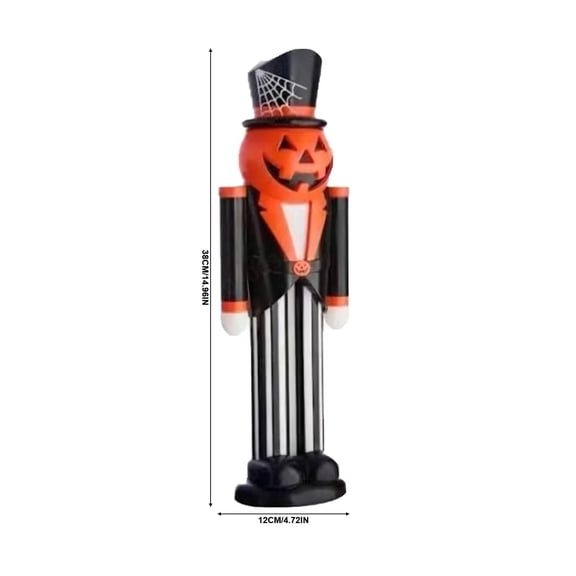 Wooden Halloween Nutcracker Soldier Figurine Gothic Style Standing Decorative Statue for Fireplace Mantel Entryway Table Fall Holiday Display YYUZH