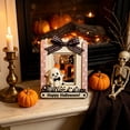 thumbnail image 1 of Wooden Halloween Photo Frame Ornament, Ghost Pumpkin Fence Shaped Picture Frame with Adhesive Dots, Small Decor for Halloween Party, Lazyguy, 1 of 6