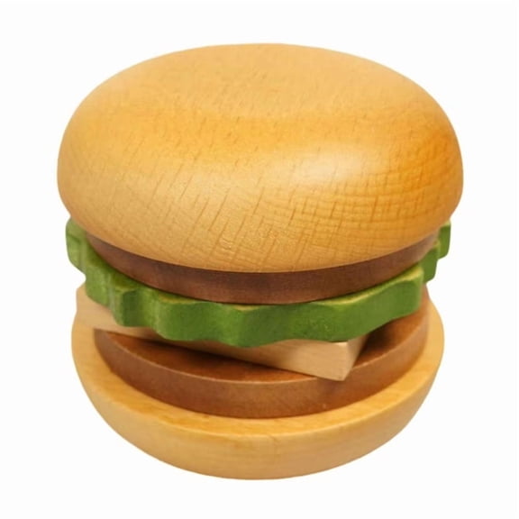 Wooden Hamburg Coaster Set,Solid Wood Teacup Tray for Snacks,Desserts,Anti-Slip, Insulated Burger Shape Cup Mats
