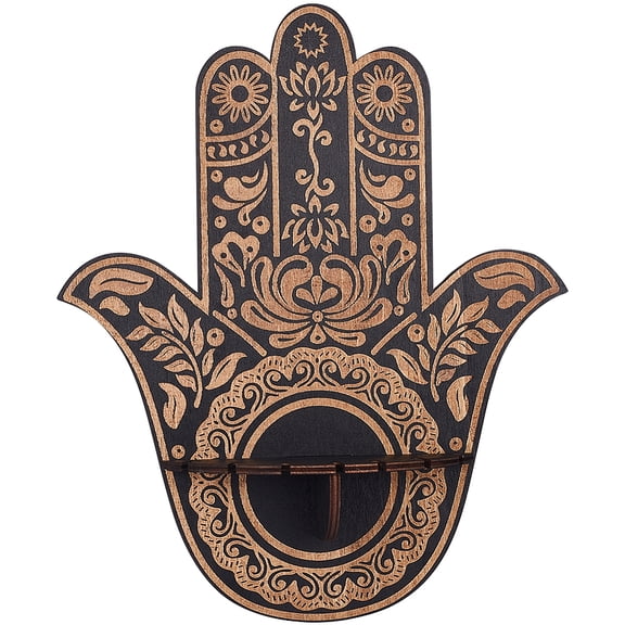 Wooden Hamsa Display Shelf Hamsa Hand Wall Decor Holder Shelves Flowers Wall Mounted Floating Shelf Stand for Stuff Supplies Spiritual