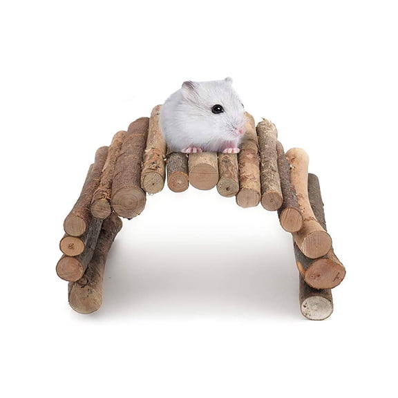 Wooden Hamster Bridge Ladder Large Climbing Toy Natural Hideout Tunnel Ramp Hamster Cage Accessories for Rabbits Guinea Pigs Ferret Tortoise Reptile