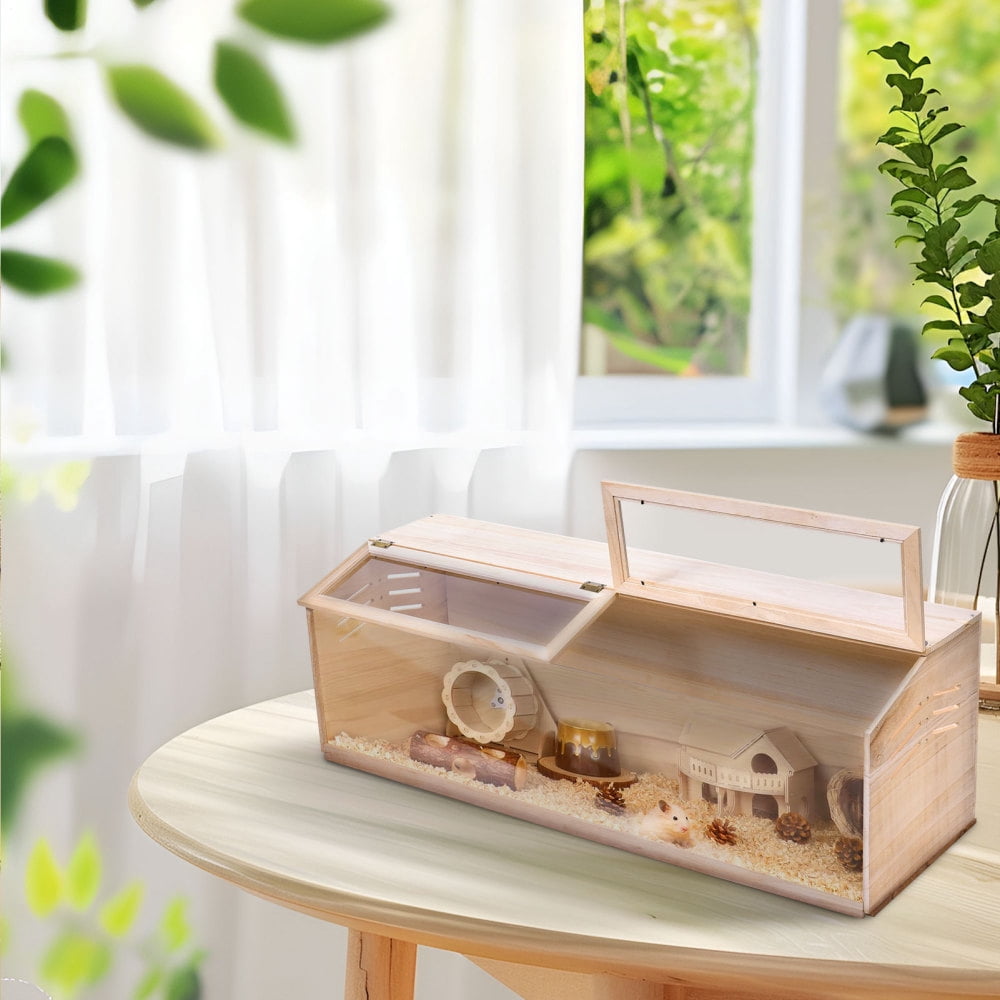 Picture of Wooden Hamster Cage, Large Hamster Cages and Habitats Chewproof, with 2 ...