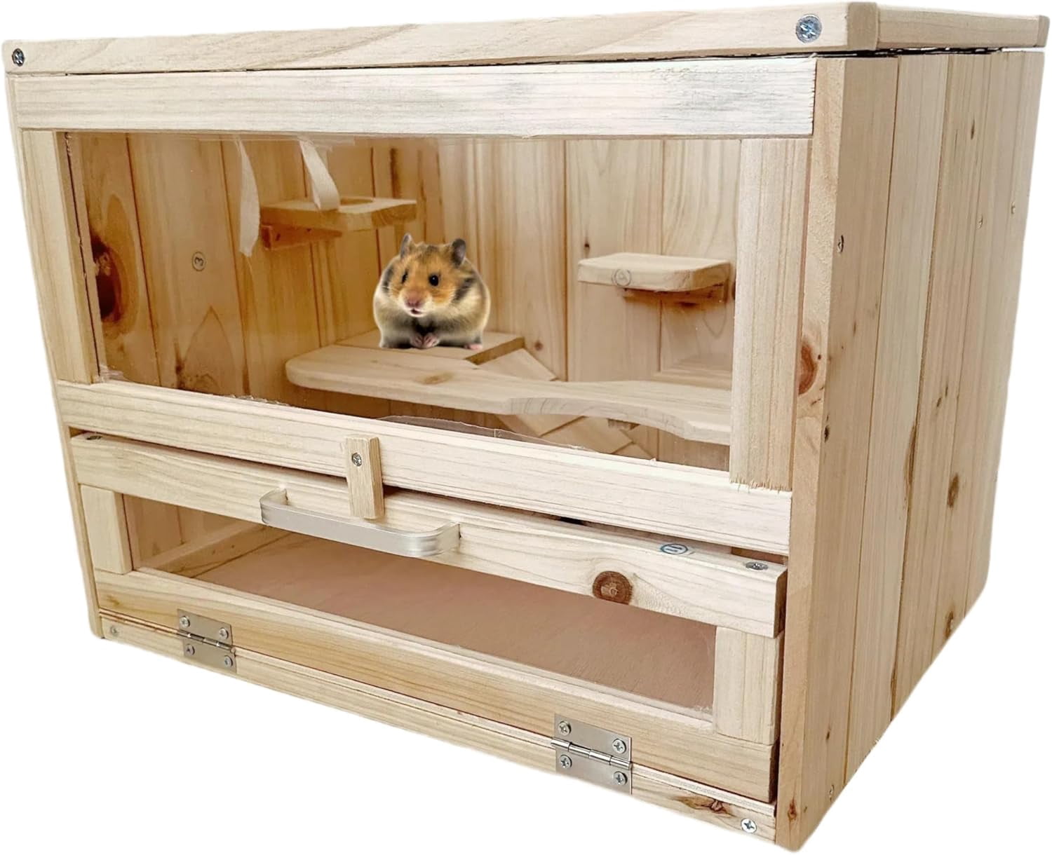 Wooden Hamster Cages and Habitats, Small Animal Habitat with 2 Openable ... - Small Hamster Habitats For Dorm