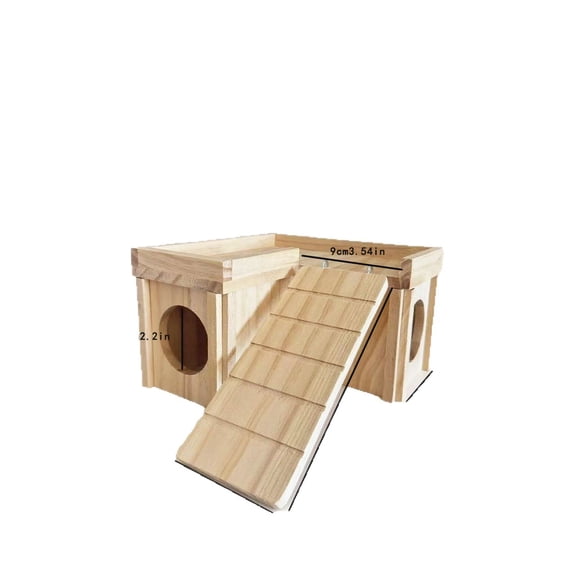 Wooden Hamster Hideout Hamster Wood House with Ladder Hides Platform Decor Detachable Small Animals Cage Accessories for Rat Gerbils and Other Small Pets