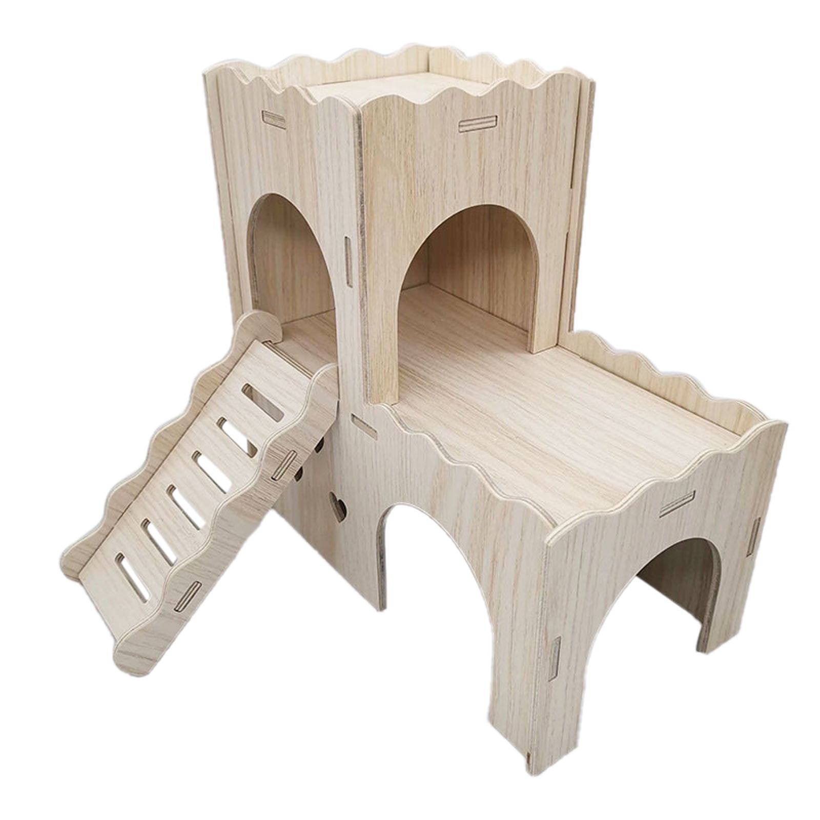 Curated visual reference: Gallery Detail: Wooden Hamster Maze Villa With Slide Seesaw Hamster Cage Accessories