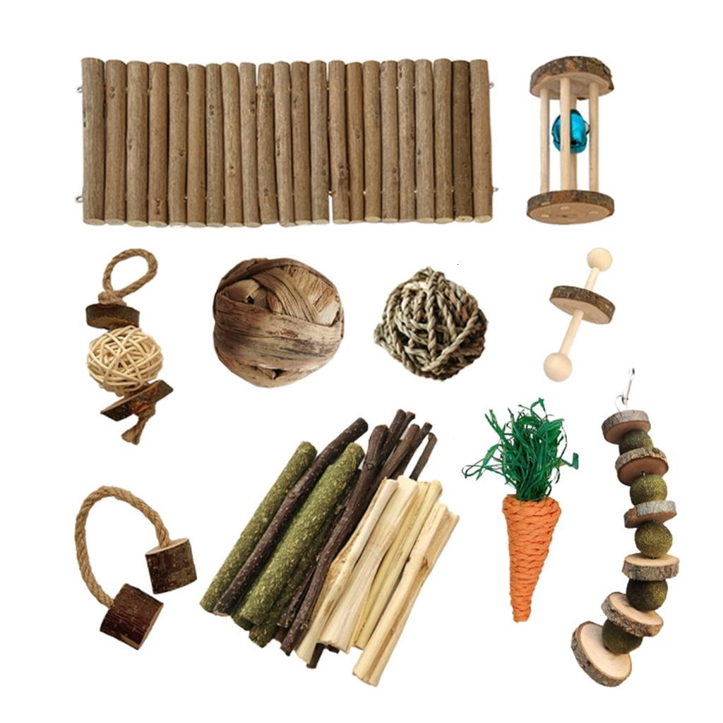 Natural Wooden Funny Toy Chew for Small Mouse RattanBalls Hamster Bridge Wooden Cage Accessories