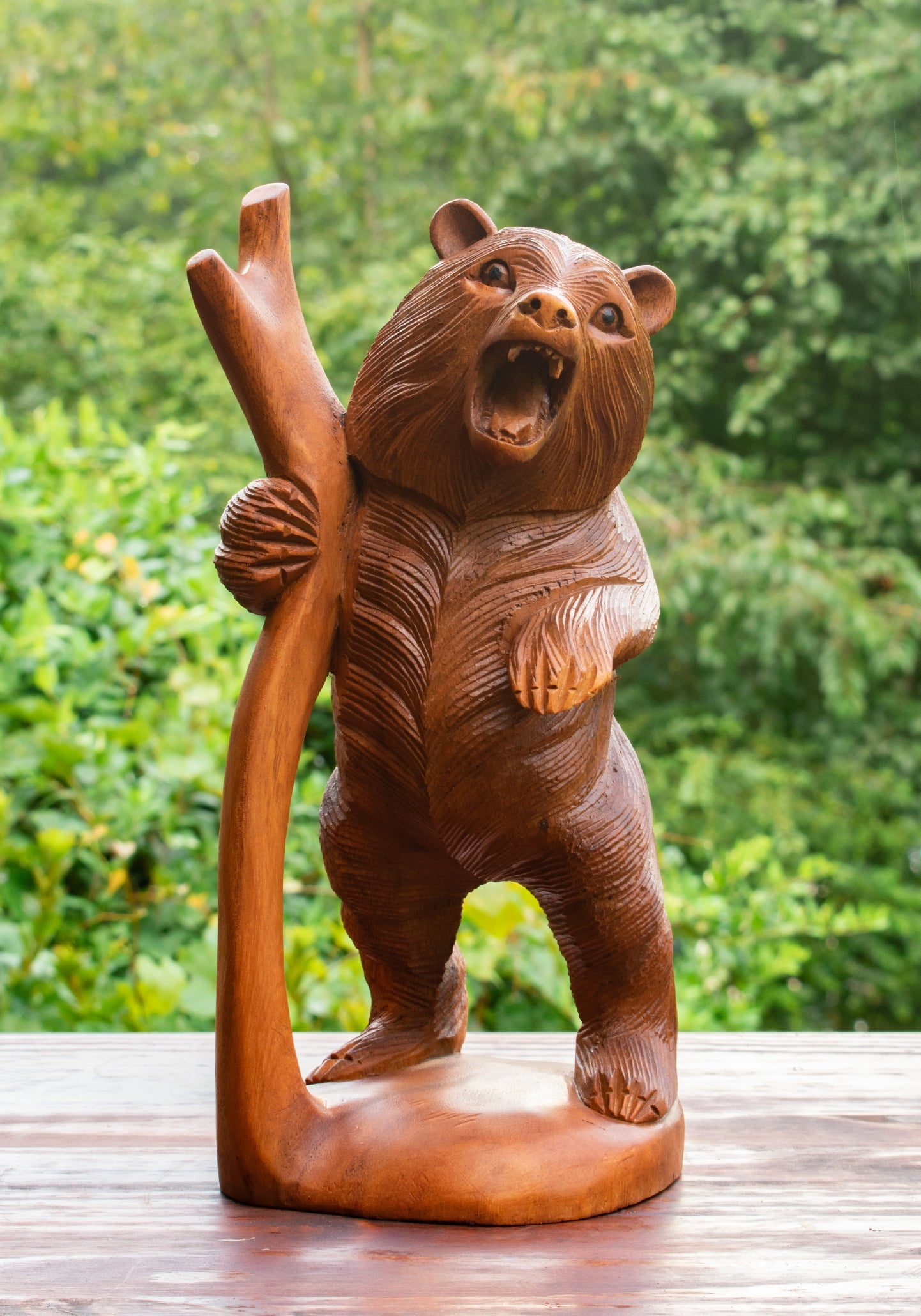 Paire De Sculptures d'Ours En Bois - XXe Siècle