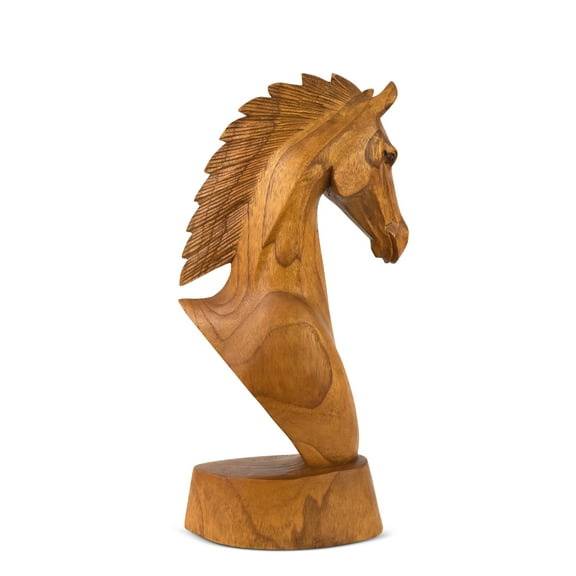 Wooden Hand Carved Horse Head Statue Sculpture Handcrafted Handmade Wood Decorative Home Decor Accent Decoration Size: 8" tall x 4" wide x 1.5" deep