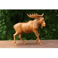 thumbnail image 1 of Wooden Hand Carved Moose Statue Figurine Sculpture Art Elk Decorative Home Decor Accent Rustic Lodge Handmade Handcrafted Decoration Size: 8" tall x 7" long x 2" deep, 1 of 5