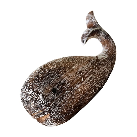 Wooden Hand Carved Whale Statues Decorative Whale Figurines Sculpture Nauticals Oceans Beach Coastal Themed Home Decors