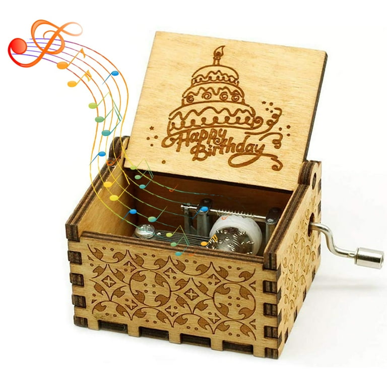 Hand crank wooden music box discount