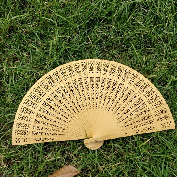 Wooden Hand Fan Wood Handheld Folding Fans with Organza Bags and Thank You Tag and Tassels Wedding Party Favors