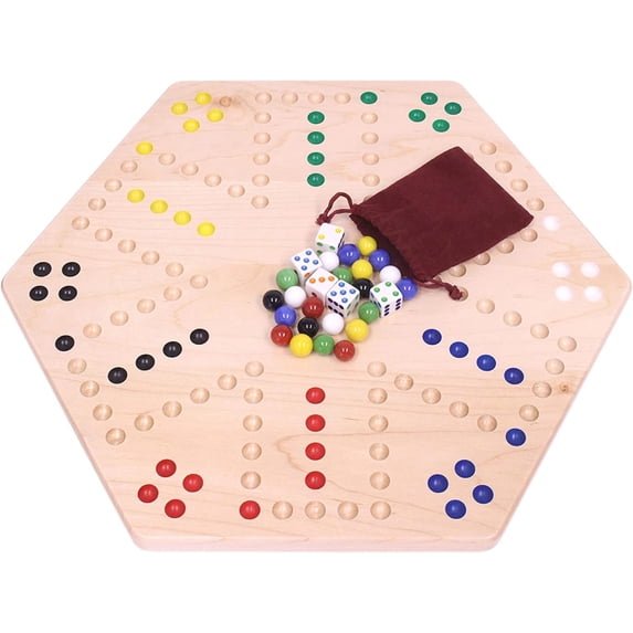 Wooden HandPainted Aggravation Board Game Maple Wood 16