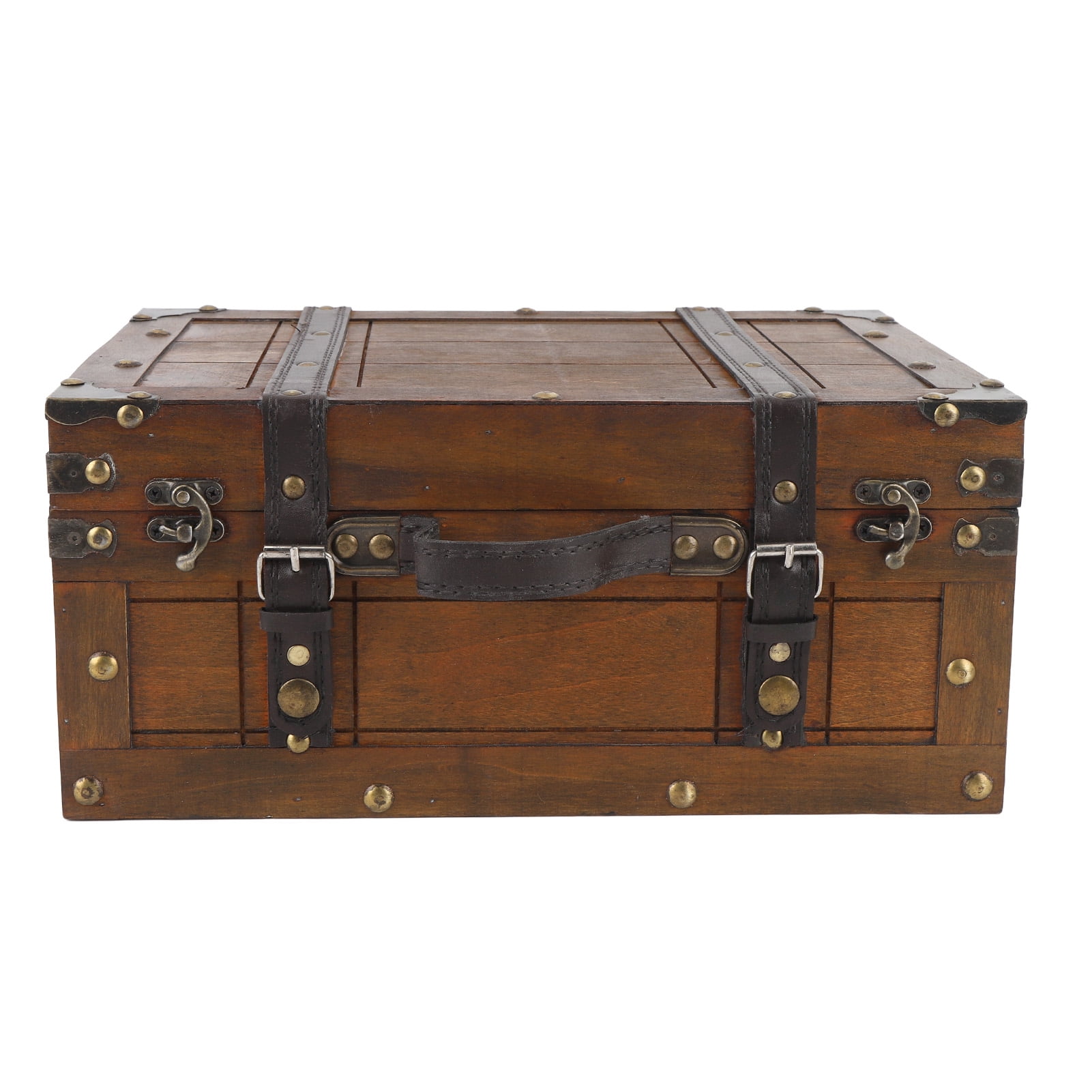 Wooden Handbag Vintage Handbag Wooden Suitcase with Retro Straps and Antique Hardware, Storage Trunk for Clothes, Toys, Photo Prop