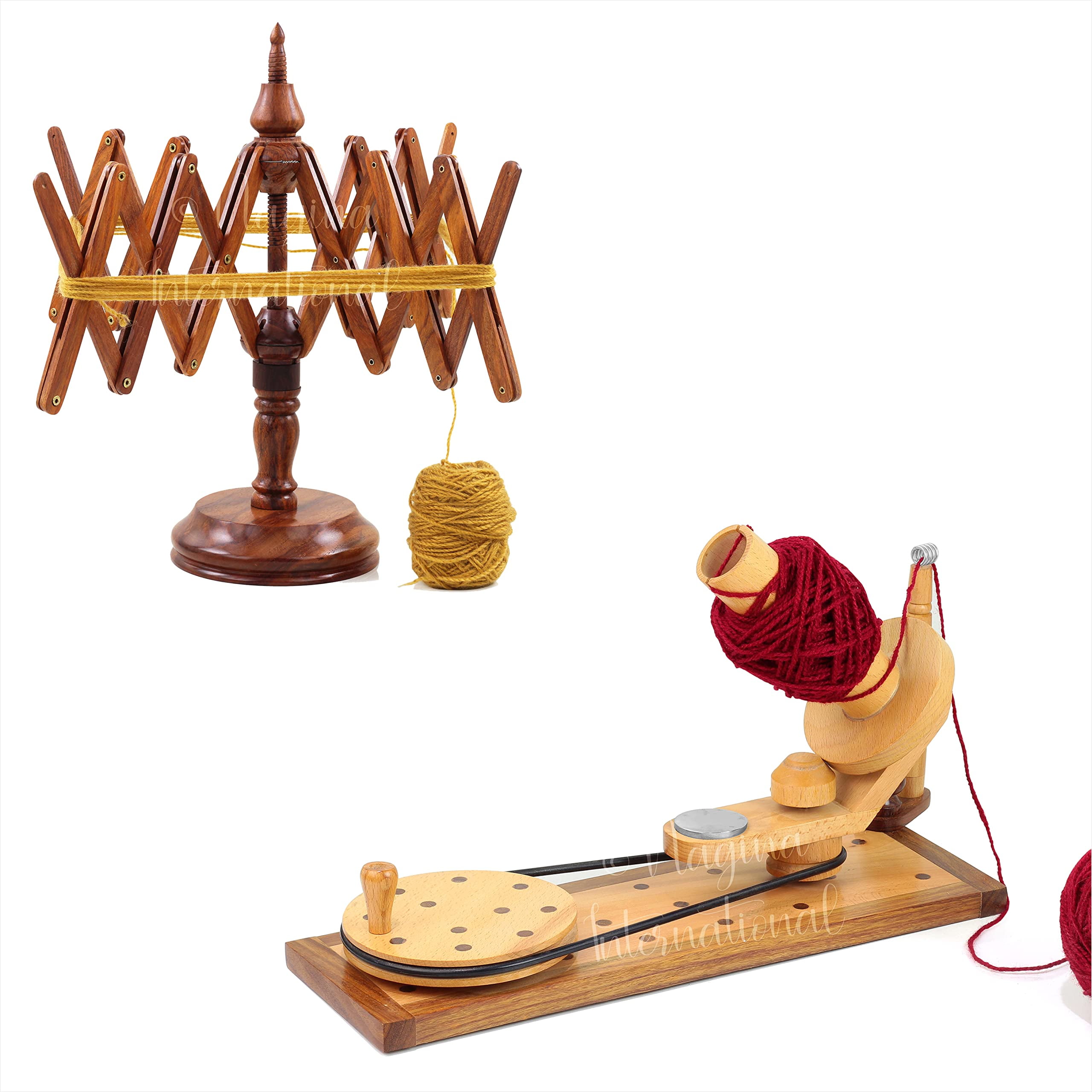 Beech Wood Yarn Ball Winder - Handheld Center Pull Ball Winder For Knitting