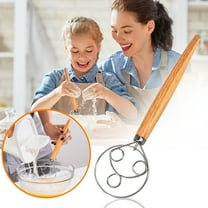Wooden Handle 3-Coil Whisk - Flour Stirrer & Egg Beater, Durable Kitchen Baking Tool, Easy-to-Grip Mixing Stick, Perfect for Cakes & Batters, Baking Helper, Multicolor, 13.11*3.15in