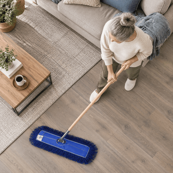 Wooden Handle 36x5 Inch (Pack of 1) Nylon Dust Mop for Hardwood Floors