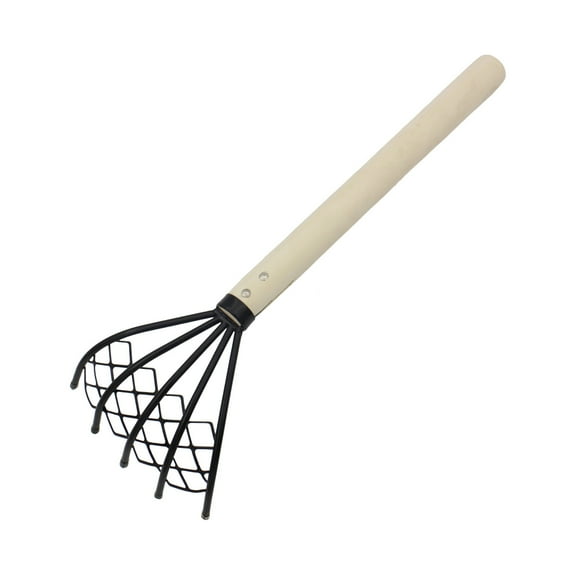 Wooden Handle Beach Clam Rake Multipurpose Seafood Digging Tool with Mesh Net for Efficient Harvesting